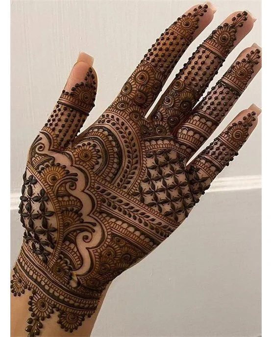 Lattice And Mix Fancy Front Hand Mehndi Design Harmony